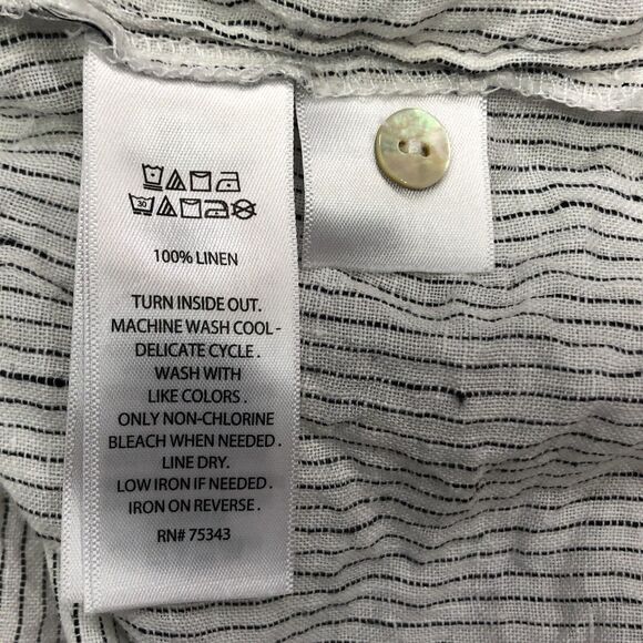 Tahari Women Long Sleeve 100% Linen Button Shirt Top Size Large Stripe B272 -13 - Picture 7 of 12